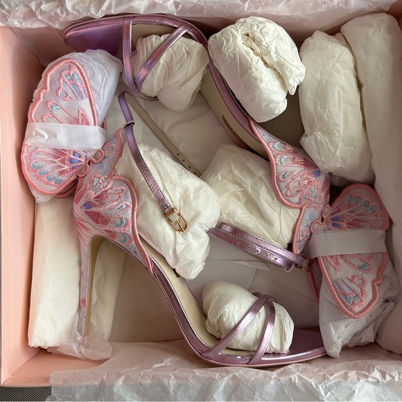 Sophia Webster Chiara embroidery sandal. Rosa metallic and Blossom pink. Sz40.5 - Picture 4 of 10